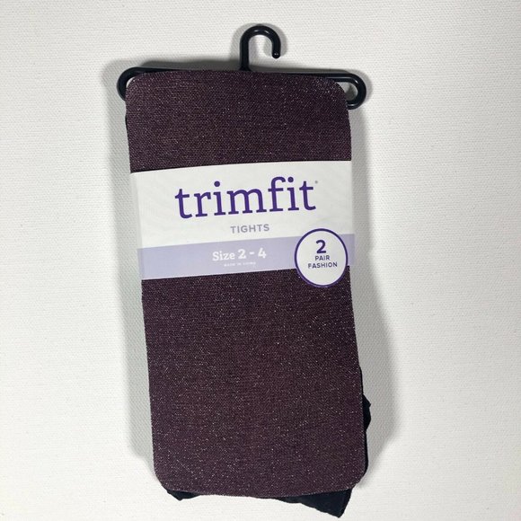 Trimfit Fashion Tights 2 Pair Black/Maroon - Picture 1 of 4